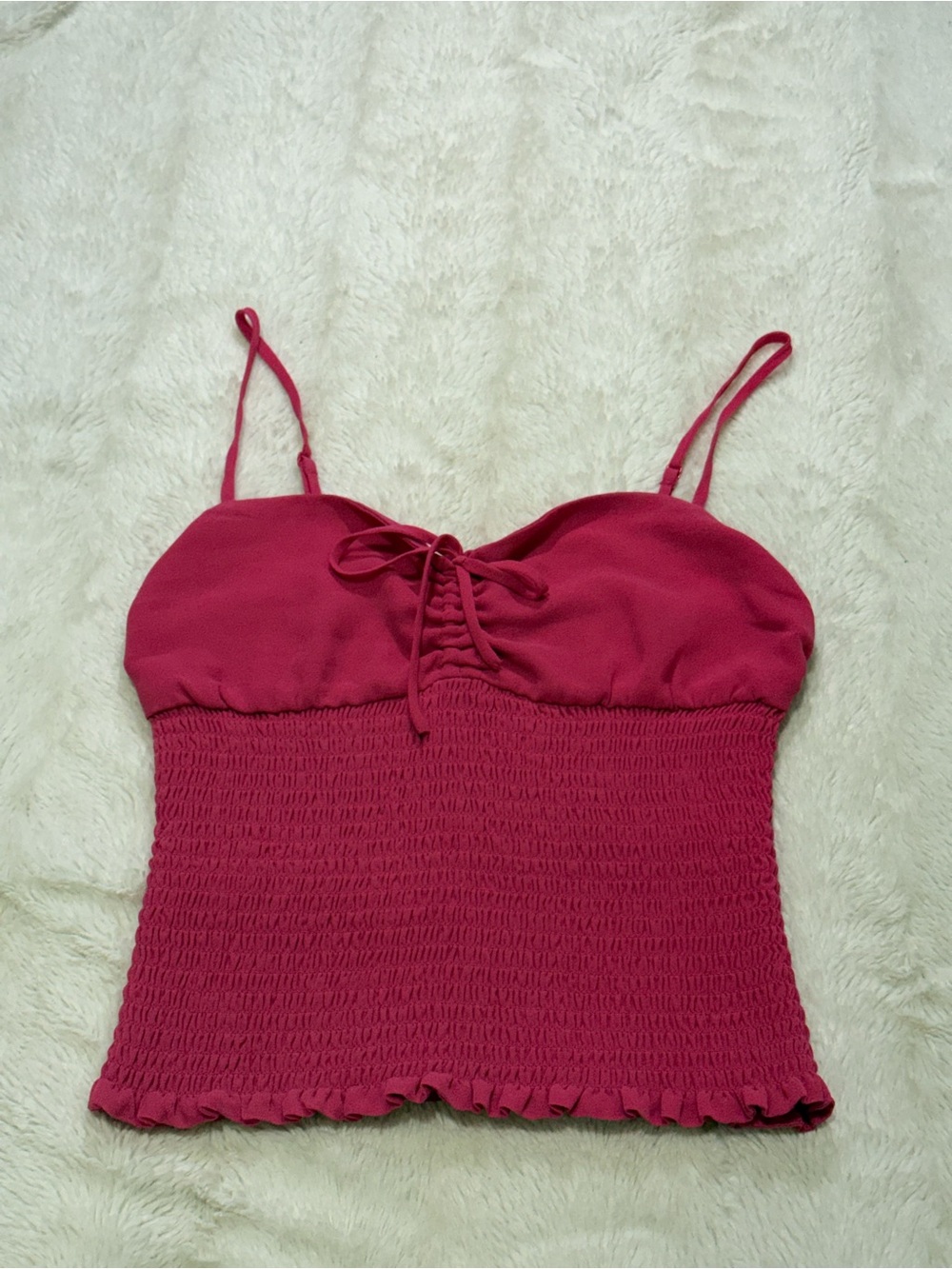 Wilfred Fuchsia Smocked Tie-Front Cami
